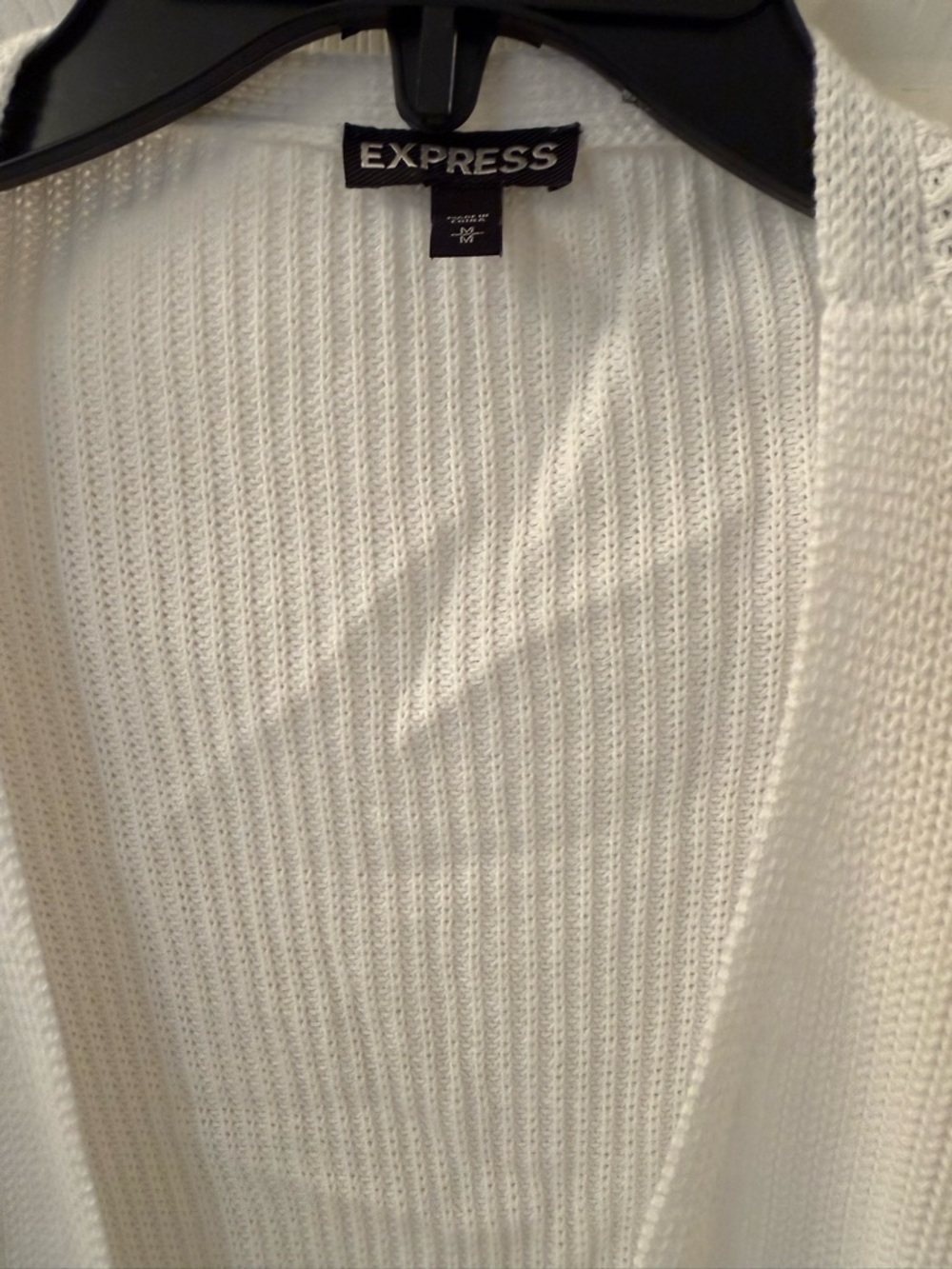 Express White Open-Front Rib-Knit Cardigan - Picture 2 of 3